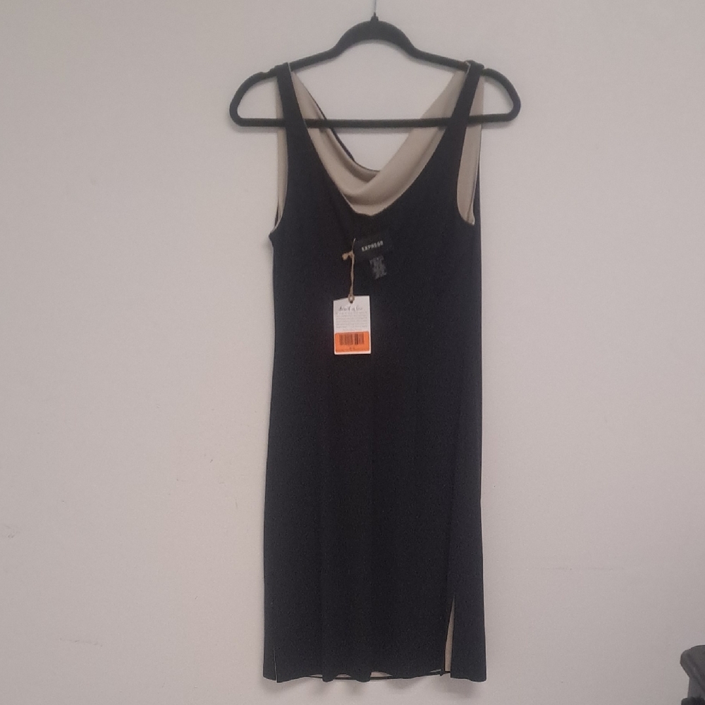 Express Black and Cream Camisole Dress